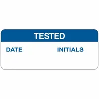 Rectangular inspection label made of chemical-resistant polyester with matte finish. Blue/white color scheme. Suitable for indoor use to mark equipment requiring periodic checks. Supplied in a 364-pack