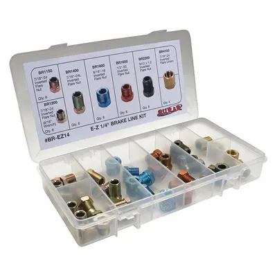 SUR&R Brake Line Fitting: Brake Line Repl Kit, 7/16" Thread Size, Brass/Steel - Hydraulic Brake Line Repair Kits