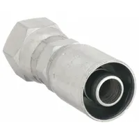 Straight swivel hydraulic hose fitting with JIC female x crimp genderless connection. Steel construction, for -8 hose dash size, 3/4"-16 thread. Used to connect hydraulic hoses to JIC ports in fluid power systems, industrial machinery, and mobile equipment. Supplied in a 5-pack
