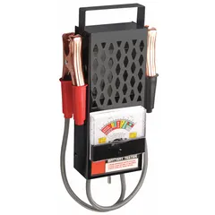 This analog display battery tester from WESTWARD is designed for checking the charge level of 12V and 6V automotive batteries. It provides a straightforward voltage reading via an analog gauge, suitable for use in shop or field environments where quick battery condition assessment is needed.