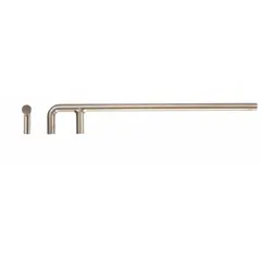 Double F-shaped valve wheel hook with a 13 3/4 in overall length. Made of aluminum bronze with a natural finish. Used for opening and closing valve wheels in industrial settings, including hazardous environments where non-sparking tools are required.