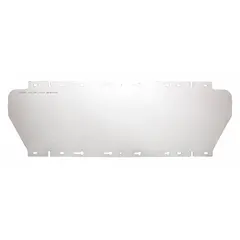 This clear polycarbonate replacement visor is designed for general-purpose face protection. It provides a barrier against flying debris and splashes in industrial environments such as machining, material handling, and maintenance. The visor measures 19 1/2 inches wide, 6 1/2 inches tall, and 0.04 inches thick.
