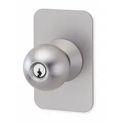 Knob-style outside trim for mechanical exit devices. Constructed of aluminum. Not ADA compliant. Used on commercial doors where interior egress is required and knob operation is acceptable.