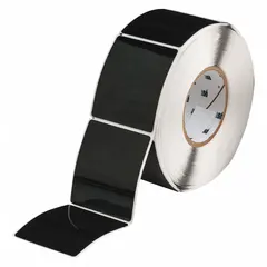 Pre-Cut Label Stock Roll: 3 1/2 in x 3 in, Polyester, Black (Gloss), 250 Labels per Roll (MPN THTEP178-593-.25BK). Key specifications — Printer Series Compatibility: THT.