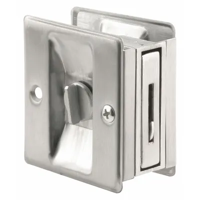 PRIME-LINE Combination Tray and Edge Pull: Unthreaded Holes, Brass, Silver - Pocket Door Pull Handle