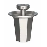 BRADLEY Wash Fountain: Silver, Stainless Steel, Circular, 36 in Overall Wd, Central Rising Drain (MPN S93-638)