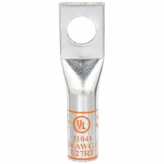 This one-hole compression lug is designed for terminating 3/0 AWG stranded copper wire. The long copper barrel provides a secure, permanent connection in power distribution and motor control applications. It accommodates a 1/2 in stud size for mounting.
