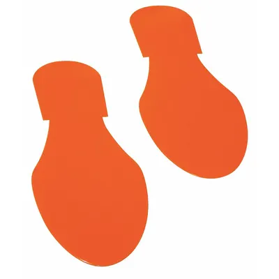 MIGHTY LINE Floor Marking Tape: Footprint, Solid, Orange, No Legend, 3 1/2 in x 9 1/2 in - Footprint-Shaped Floor Marking Tape
