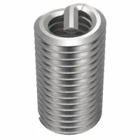 Free-running helical insert with tanged tang for installation. M5-0.80 coarse metric thread, right-hand. Made of 18-8 stainless steel, 5.2mm length, tensile strength 200,000-250,000 psi. Plain finish. Supplied in packs of 100. Used to repair or reinforce tapped threads in metal components, particularly in softer materials like aluminum