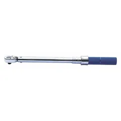 This ratcheting micrometer torque wrench has a 3/8 in square drive and a torque range of 20 ft-lb to 100 ft-lb. It is used for precise tightening of fasteners in automotive, industrial, and mechanical assembly and maintenance tasks to prevent over- or under-tightening.
