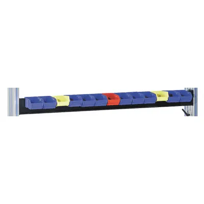 PRO-LINE Bin Rail: 6 in Overall Ht, 72 in Overall Wd, 1 1/2 in Overall Dp, Black - Louvered Panels & Bin Rails for Workbenches