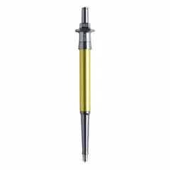 This single-channel pipettor is a fixed volume D-tipper with a maximum capacity of 500 µL. It is designed for repetitive liquid handling tasks in laboratory environments. The yellow color aids in easy identification.