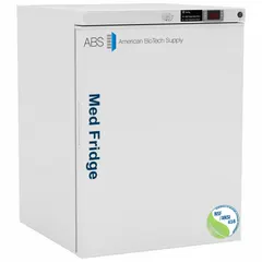 Undercounter pharmacy refrigerator with 5.2 cu ft capacity, white finish, and right-hinged solid swing door. Maintains 1°C to 10°C temperature range using R-600a refrigerant. Includes temperature alarm for monitoring. Suitable for storing vaccines, medications, and other temperature-sensitive pharmaceuticals in pharmacies, clinics, and laboratories.