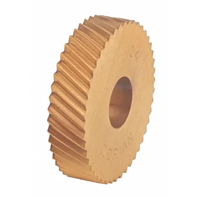 DORIAN Knurling Wheel: Right Hand Diagonal, High Speed Steel, TiN, 1 in Outside Dia. - Machining