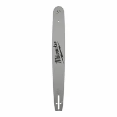Guide bar for Milwaukee chain saws, 20-inch length, 0.325-inch pitch. Used to guide the saw chain during cutting operations in forestry, tree care, and construction applications.