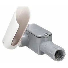 This outdoor temperature sensor features a plastic conduit-box housing and is hardwired for connection to building automation systems. It provides a single measurement with an accuracy of ±0.34°F and includes a well adaptor for simplified mounting. Suitable for measuring ambient outdoor air temperature to inform HVAC control strategies.