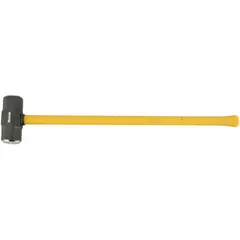 This sledge hammer has an 8 lb octagonal steel head with a 2-1/2 in diameter and a 34 in fiberglass handle. It meets ANSI standards. Typical applications include heavy demolition, driving stakes, and breaking concrete or masonry.