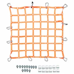 This orange perimeter netting is a component of a hatch safety netting system for worker fall protection. It measures 4 ft in length and meets OSHA 1910.23 standards. Suitable for use around hatches, openings, and elevated work areas to prevent falls.