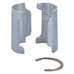 This split sleeve is designed for use with Super Erecta wire shelving systems to enable quick shelf height adjustments without disassembling the unit. Made of aluminum with a zinc-plated finish, it includes four zinc rings. Suitable for commercial kitchens, warehouses, and storage areas requiring flexible shelving configurations.