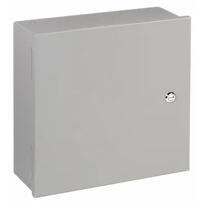 WIEGMANN Enclosure: Steel, 16 in x 16 in x 7 in, NEMA 1, Solid Cover, Hinged - Steel Indoor Enclosures with Hinged Covers