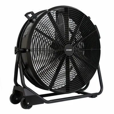 XPOWER Circulating Fan: 5,800 cfm, 1/2 hp, Fixed Frame, 115V AC, Variable Speeds - Portable Fans