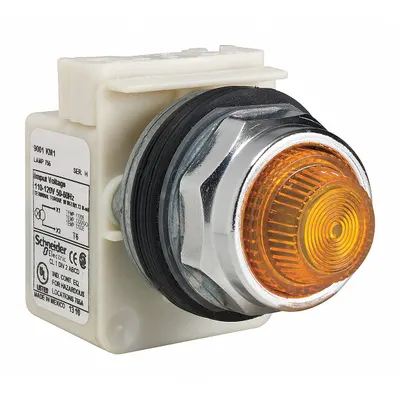 SCHNEIDER Pilot Light: 30 mm Panel Mounting Size, Amber, Incandescent - Incandescent Pilot-Lights