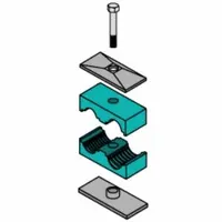 Vibration-dampening beta clamp with a 304 stainless steel clamp and polypropylene cushion. Designed to secure and dampen industrial piping or tubing systems, reducing vibration and noise in fluid handling, pneumatic, and instrumentation applications