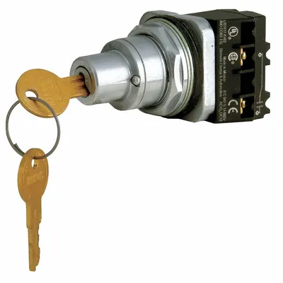 Siemens Selector Switch: 2 Position, 30 mm Panel Mounting Size, 1NO/1NC - Panel-Mounted Key Switches with Contacts