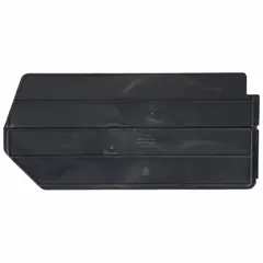 This bin divider subdivides hanging and stacking bins into smaller compartments for organizing small parts, tools, or components. It measures 14 in x 6 3/4 in, is black, and is not electrostatic discharge conductive. Compatible with manufacturer model number 30240.