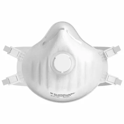 KLEENGUARD Particulate Respirator: Adj, Molded Nose Clip, Comfort, White, Universal Mask Size - N95 Respirators with Exhalation Valve