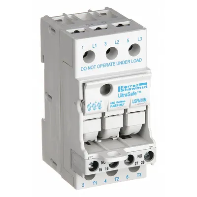 MERSEN Fuse Block: Finger-Safe, 3 Pole, 600 V AC, DIN Rail Mounting - Midget Fuse Blocks