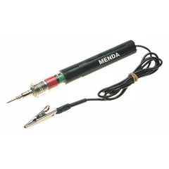 The DESCO 35130 is a continuity tester with a light indicator and no display, designed for verifying electrical continuity in circuits. It operates over a resistance range of 0 ohm to 10 ohm, providing a visual signal when continuity is detected. Typical applications include grounding checks and static control verification.