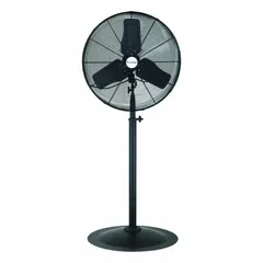 This CANARM standard industrial pedestal fan features a 24-inch blade diameter and a 1/4 hp motor operating on 120V AC single-phase power. It offers three speeds and oscillating function for even air distribution. Suitable for commercial applications such as warehouses, factories, and retail spaces.