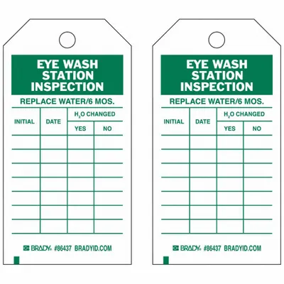 BRADY Eyewash Station Inspection Tag - Safety