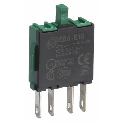 SCHNEIDER Contact Block: 16 mm Panel Mounting Size, 1NO, Momentary, ZB6 Series - Contact Blocks