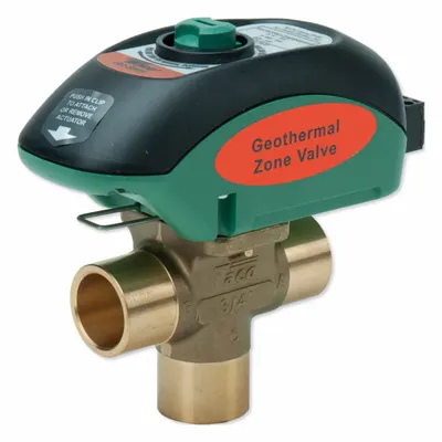 TACO Motorized Zone Valve: 4.9 Cv Flow Rate, 3-Way, 1/2 in Female Sweat, Non-Spring Return - 3-Way Sweat Connection Zone Valves