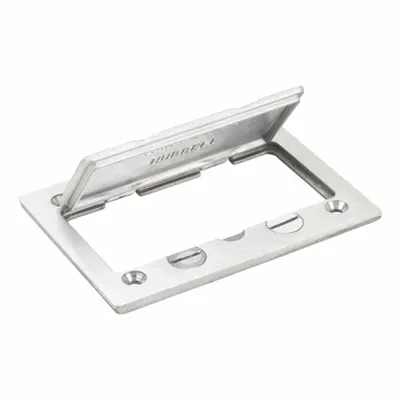 HUBBELL WIRING DEVICE-KELLEMS Floor Box Cover: Rectangular, Silver, Aluminum - Aluminum Electrical Floor Box Covers