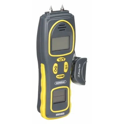 GENERAL Moisture Meter: Digital, LCD with Backlight, Pin/Pinless - Pin/Pinless Moisture Meters