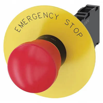 Siemens Emergency Stop Push Button: Non-Illuminated, Mushroom Head Profile, Non-Metallic - Mushroom-Head Push Buttons
