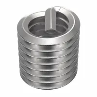 Screw-locking tanged helical insert for repairing or reinforcing tapped threads in metal. Features 3/8"-16 coarse right-hand thread, 18-8 material, and tensile strength of 200,000 to 250,000 psi. Supplied in a 100-pack with plain finish. Requires STI tap size 3/8"-16