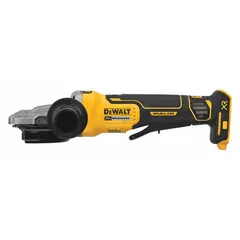 This cordless angle grinder features a brushless motor for efficient operation and a flathead barrel grip design for improved control in confined spaces. It accepts 5-inch wheels and operates on a 20V DC / 20V MAX* battery platform. The lock-on switch enables continuous use during cutting, grinding, and surface preparation tasks.