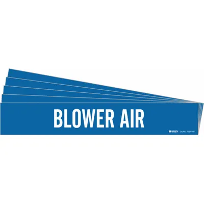 BRADY Pipe Marker: Blower Air, Blue, White, Fits 8 in and Larger Pipe O.D., 1 Pipe Markers - Blower Air Adhesive Pipe Markers