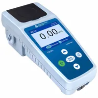 This turbidity meter measures water clarity over a range of 0 to 1000 NTU with an accuracy of ≤ +/-2% of reading plus stray light. It offers selectable resolution of 1 NTU, 0.1 NTU, or 0.01 NTU and includes a 5V 1A power adapter. Typical applications include monitoring of suspended particles in water treatment and environmental testing