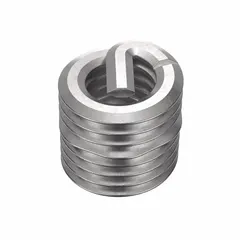 Screw-locking tanged helical insert for repairing or reinforcing threads in metal. M3-0.50 coarse thread, right-hand, plain finish. Made from 18-8 stainless steel with tensile strength 200,000 to 250,000 psi. Requires 3.15mm drill bit and M3-0.50 STI tap for installation. Supplied in a 1,000-piece pack.