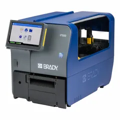 Single-color desktop printer for PC-connected or standalone operation. Supports direct thermal and thermal transfer printing. Includes Guillotine Auto Cutter and Brady Workstation Product and Wire ID Software Suite for industrial labeling tasks such as wire identification, product labeling, and asset tagging.