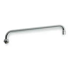 Double-bend swivel spout made of brass with polished chrome finish. Includes mounting hardware. Flow rate 2.2 gpm. Suitable for commercial faucets in kitchens, labs, or janitorial sinks.