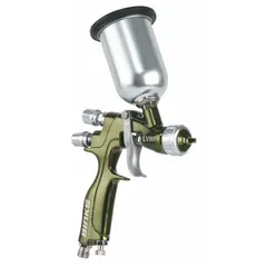 This BINKS HVLP spray gun is designed for applying coatings and paints in industrial finishing, automotive refinishing, and woodworking. It features a hardened stainless steel, heat treated fluid nozzle and delivers a 4 in to 6 in spray pattern. Air consumption is 6.4 cfm at 10 psi with a 1/4 in air inlet.