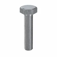 Class 8.8 steel hex head cap screw, zinc plated, M10 metric thread, 45 mm length, fully threaded. Meets DIN 961 dimensional standard and ISO 898 material quality standard. Supplied in a 50-piece pack. Used in machinery assembly, structural joints, and general industrial equipment