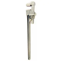 Nonsparking straight pipe wrench with serrated I-Beam handle, 14 in overall length, and 2 13/16 in jaw capacity. Used for turning and holding pipes in environments where sparking must be avoided.