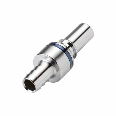 CPC Quick Connection Coupling: Straight, 3/8 in ID Size, Cool Blue, Barbed/Quick Disconnect - Chrome-Plated Brass Quick-Disconnect Tube Fittings